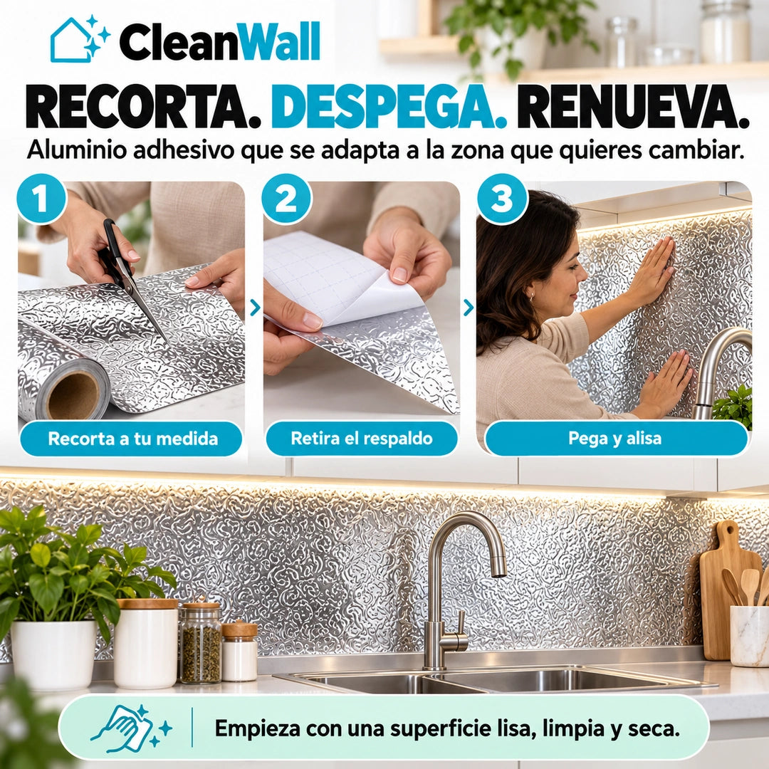 CleanWall™ - Aluminio Adhesivo Ultraresistente